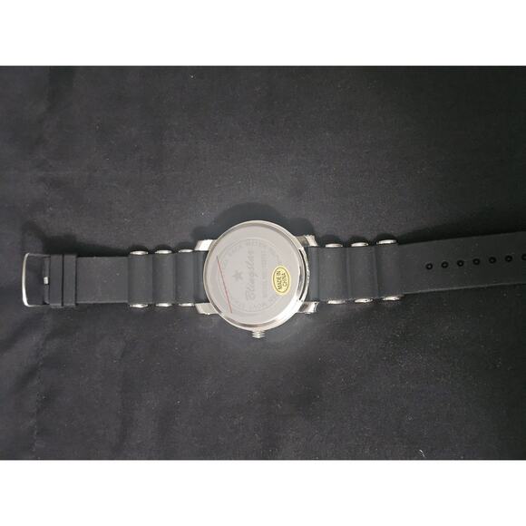 53.2mm THICK Quartz analog watch Silver Crystal Bezel wBlack Rubber bullet Strap main image 7
